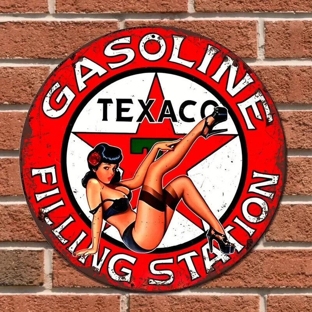 Texaco Gasoline Filling Station Novelty 8" Metal Circular Sign NEW! Home & Garden:Home Décor:Plaques & Signs Style Your Walls